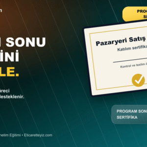 Türkiye Pazaryeri Satış ve Yönetim Eğitimi belge ve sertifika odaklı close-up görseli